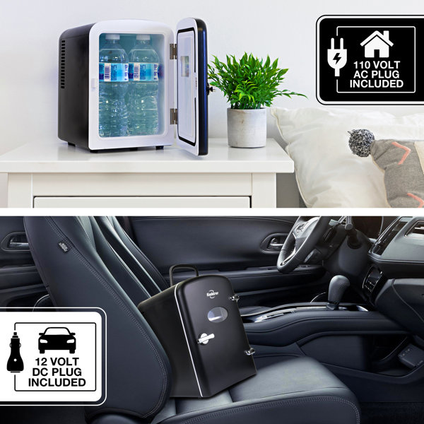 Koolatron 4L Retro Portable Mini Fridge 12V DC 110V AC 6 Can Cooler